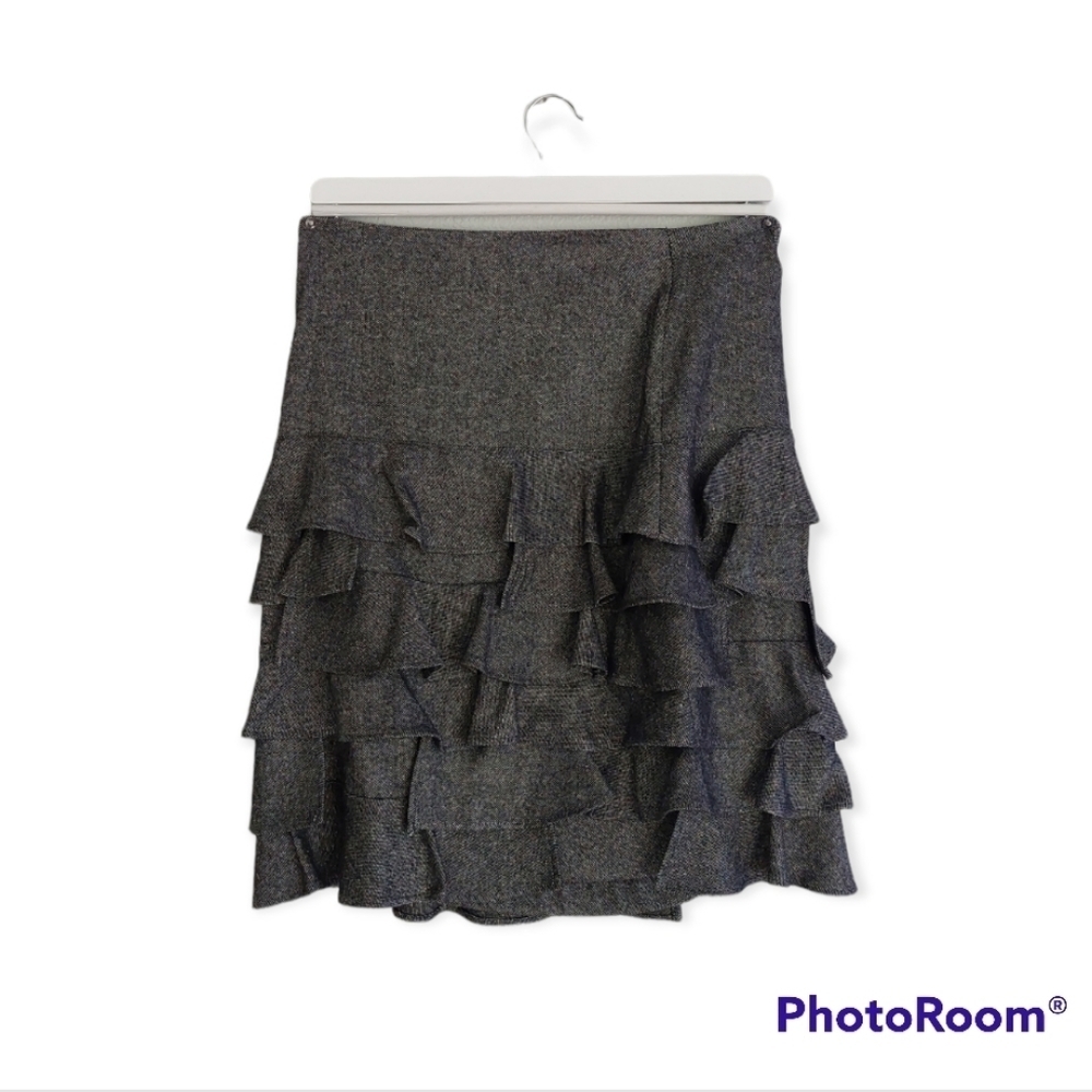 Talbots Skirt grey Gra tweed wool Rayon Poly blend size.10